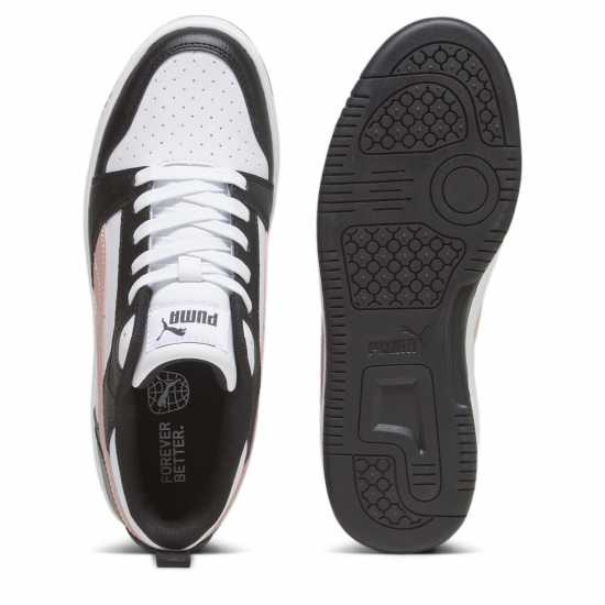 Puma Rebound V6 Low Low-Top Trainers Womens Бяло/Черно/Розово Дамски високи кецове