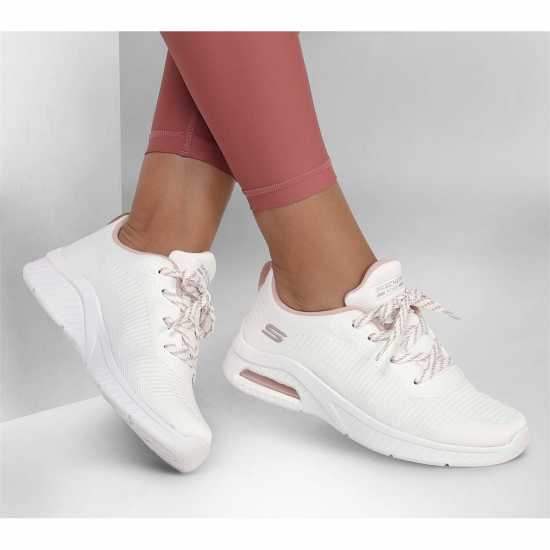 Skechers Lace Up Engineered Knit Low-Top Trainers Womens Оф бяло Дамски високи кецове