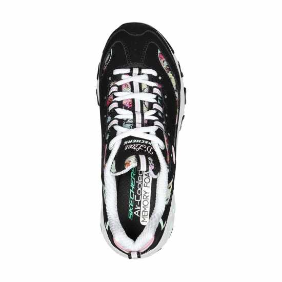 Skechers Floral Printed Mesh Layered Qtr Web Low-Top Trainers Womens Черно Дамски високи кецове