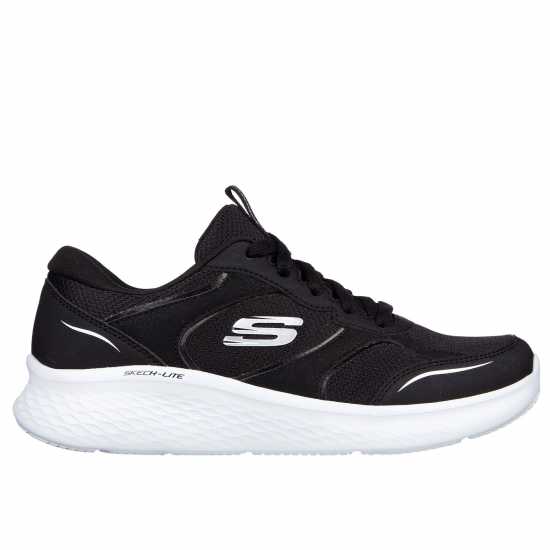 Skechers Leather & Hotmelt Overlay Mesh Lace Runners Womens Черно Дамски високи кецове