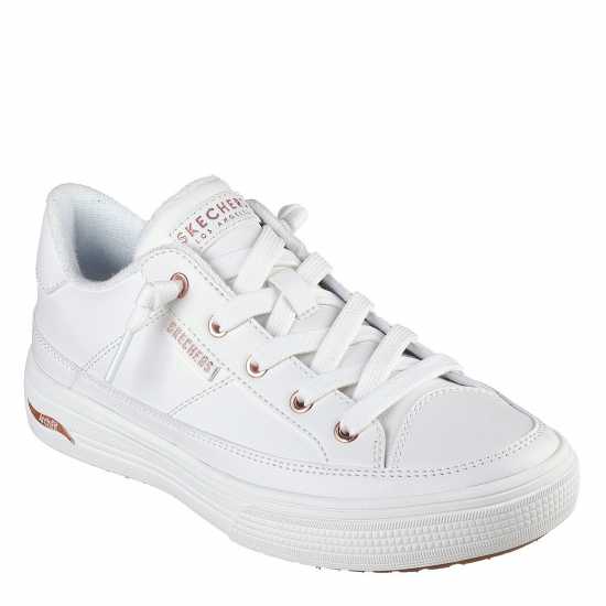 Skechers Arch Fit Arcade - On My Way Low-Top Trainers Womens Бяло/розово злато Дамски високи кецове