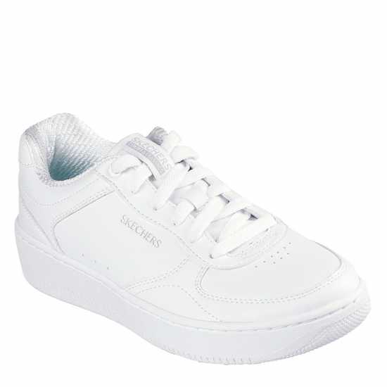 Skechers Duraleather Overlay Lace-Up W Air-C Low-Top Trainers Womens Три бяло 