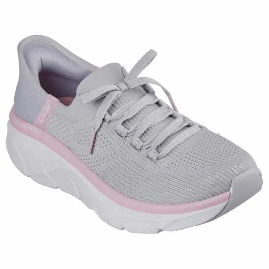 Skechers Маратонки Без Връзки D Lux Walker 2.0 Slip On Trainers Womens Сиво Розово 