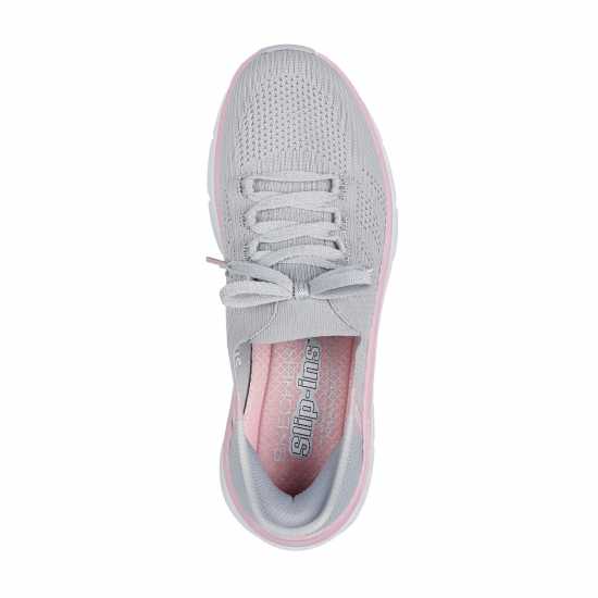 Skechers Маратонки Без Връзки D Lux Walker 2.0 Slip On Trainers Womens Сиво Розово 