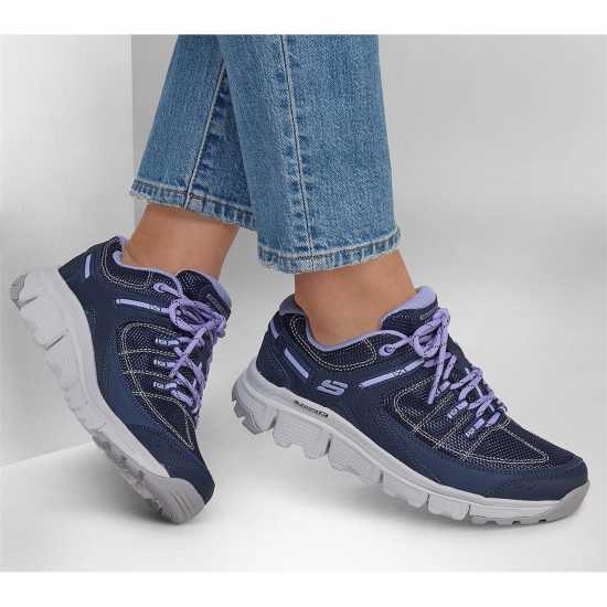 Skechers Mesh Qtr Brace Overlay Lace Up W Me Runners Womens Морско синьо/Лилаво Дамски високи кецове