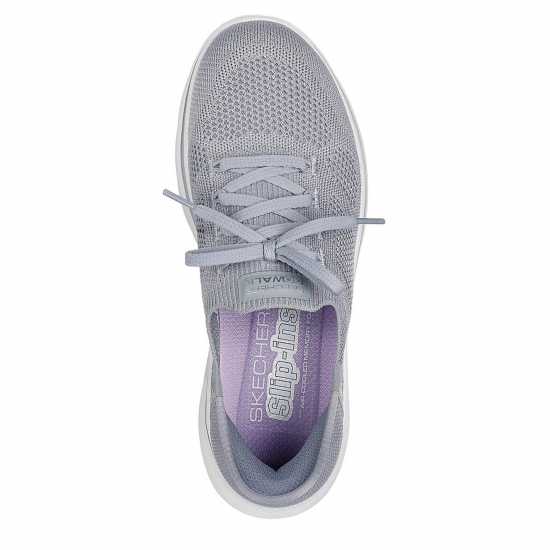 Skechers Engineered Knit Laced Slip-Ins Slip On Runners Womens Сиво/Лавандула 