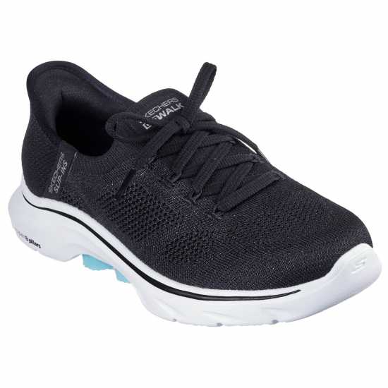 Skechers Engineered Knit Laced Slip-Ins Slip On Runners Womens Черно/Аква 