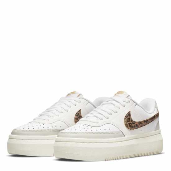 Nike Мъжки Маратонки Court Vision Alta Leather Womens Trainers White/Brown Дамски високи кецове