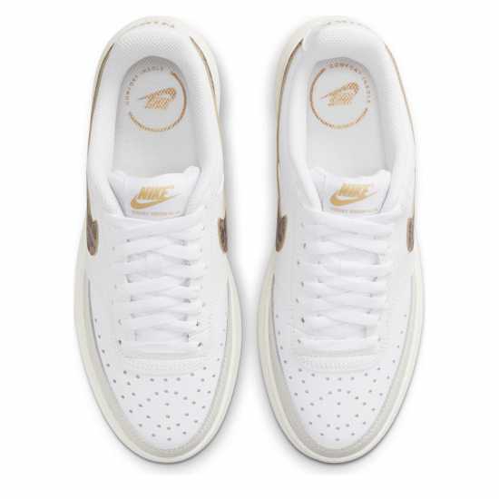 Nike Мъжки Маратонки Court Vision Alta Leather Womens Trainers White/Brown Дамски високи кецове