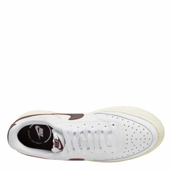 Nike Мъжки Маратонки Court Vision Alta Leather Womens Trainers White/Brown Дамски високи кецове