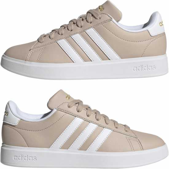 Adidas Girls Grand Court Sneakers White/Taupe Дамски високи кецове