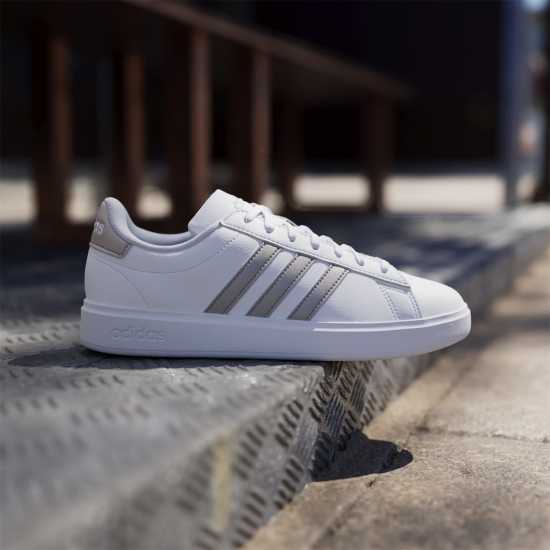 Adidas Womens Grand Court Sneakers Бяло/Платина Дамски високи кецове