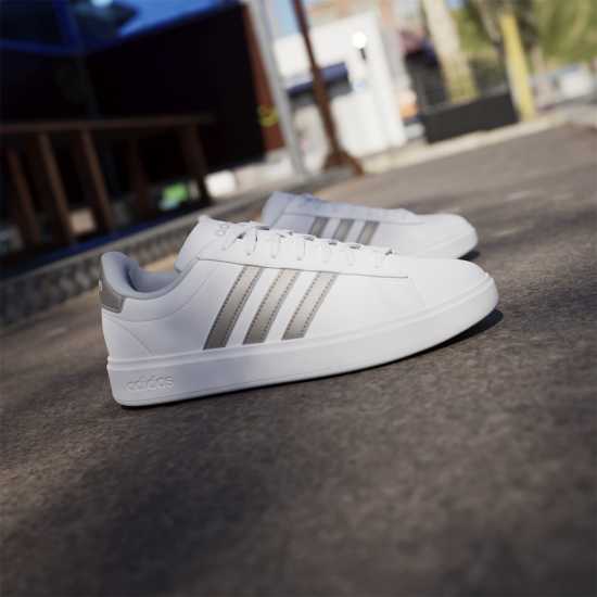 Adidas Womens Grand Court Sneakers Бяло/Платина Дамски високи кецове