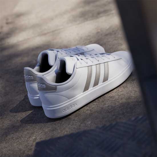 Adidas Womens Grand Court Sneakers Бяло/Платина Дамски високи кецове