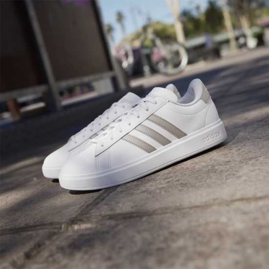 Adidas Womens Grand Court Sneakers Бяло/Платина Дамски високи кецове