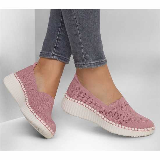 Skechers Маратонки Без Връзки Scallop Crochet Knit Loafer W Air- Slip On Trainers Womens Роза Дамски високи кецове