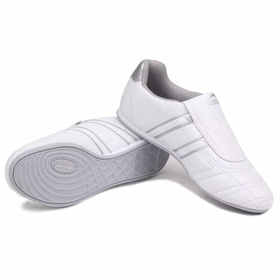 Slazenger Дамски Маратонки Warrior Ladies Trainers Бяло/сребро Дамски високи кецове