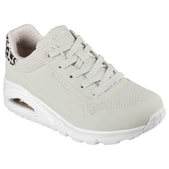 Skechers Uno Stand On Air Trainers Womens Бежово/Леопард Дамски високи кецове