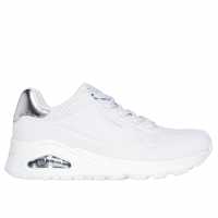 Skechers Uno Stand On Air Trainers Womens Бяло/сребро Дамски високи кецове