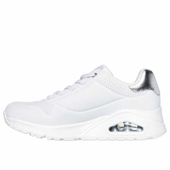 Skechers Uno Stand On Air Trainers Womens Бяло/сребро Дамски високи кецове