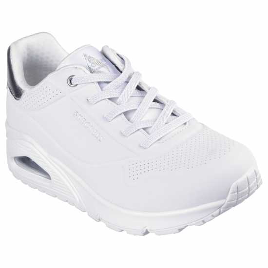 Skechers Uno Stand On Air Trainers Womens Бяло/сребро Дамски високи кецове