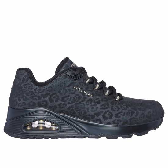 Skechers Uno Stand On Air Trainers Womens Черно/Леопард Дамски маратонки