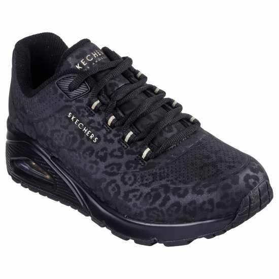 Skechers Uno Stand On Air Trainers Womens Черно/Леопард Дамски маратонки