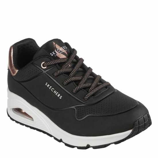 Skechers Uno Stand On Air Trainers Womens Черно/розово злато Дамски високи кецове