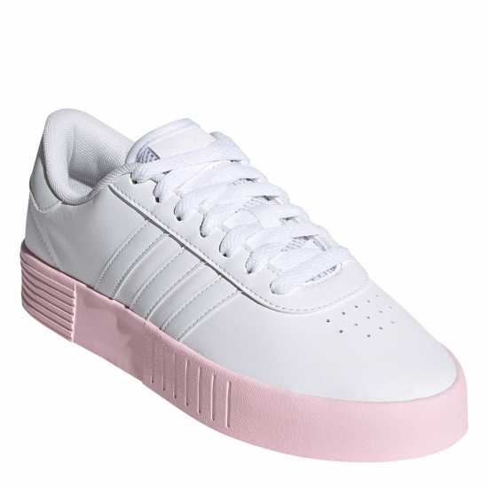 Adidas Мъжки Маратонки Court Bold Womens Trainers White/Pink Дамски високи кецове