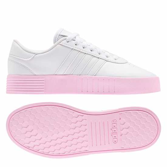 Adidas Мъжки Маратонки Court Bold Womens Trainers White/Pink Дамски високи кецове