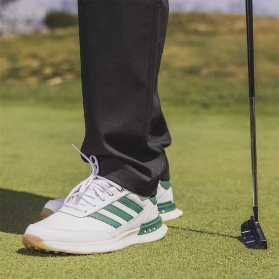 Adidas S2G Spikeless Leather 24 Golf Shoes Черно/Бяло/Жълто Голф обувки за мъже