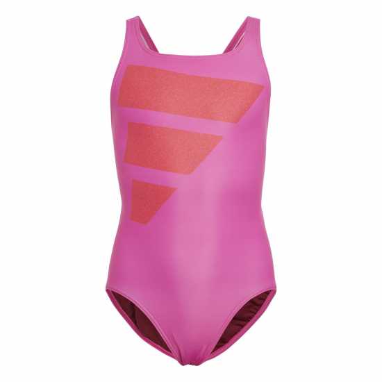 Adidas Бански Костюм Момиче Big Bars Graphic Swimsuit Junior Girls Розово Детски бански и бикини