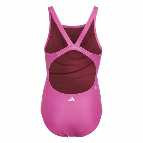 Adidas Бански Костюм Момиче Big Bars Graphic Swimsuit Junior Girls Розово Детски бански и бикини