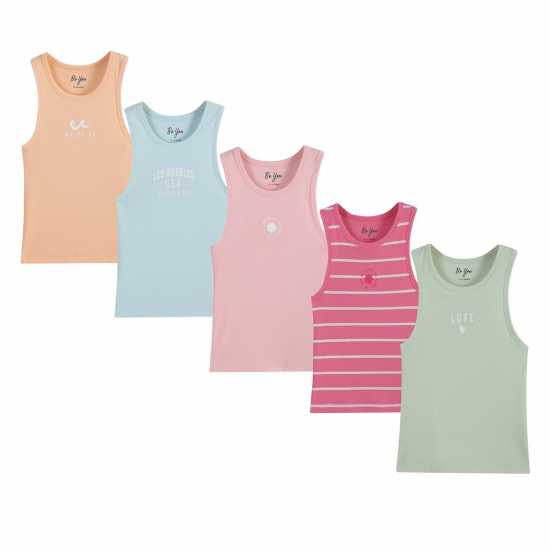 Be You Older Girl Pack Of 5 Ribbed Vest  Детски потници