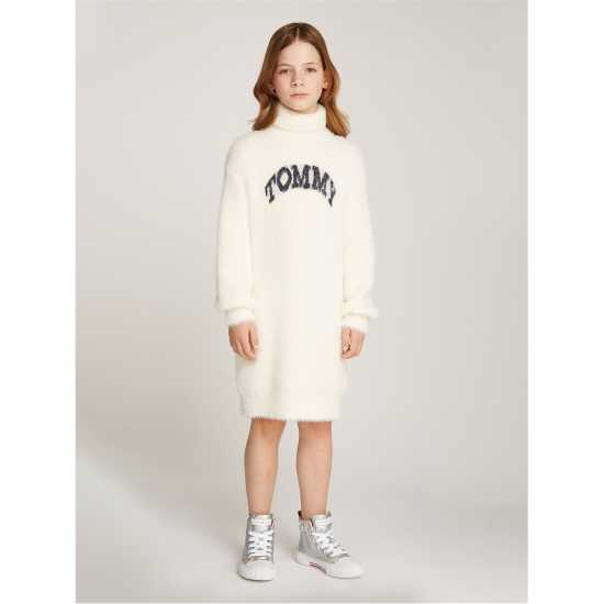 Tommy Hilfiger Turtleneck Fluffy Jumper Dress Juniors  Детски поли и рокли