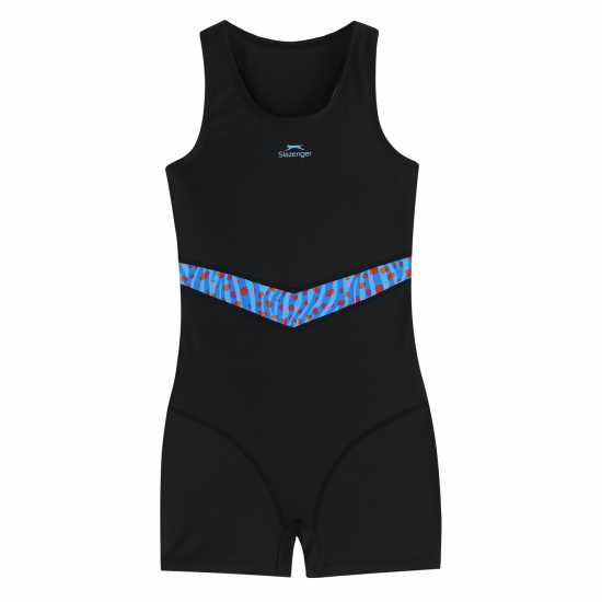 Slazenger Boy Leg Suit Junior Girls Черно/Синьо Син Детски бански и бикини