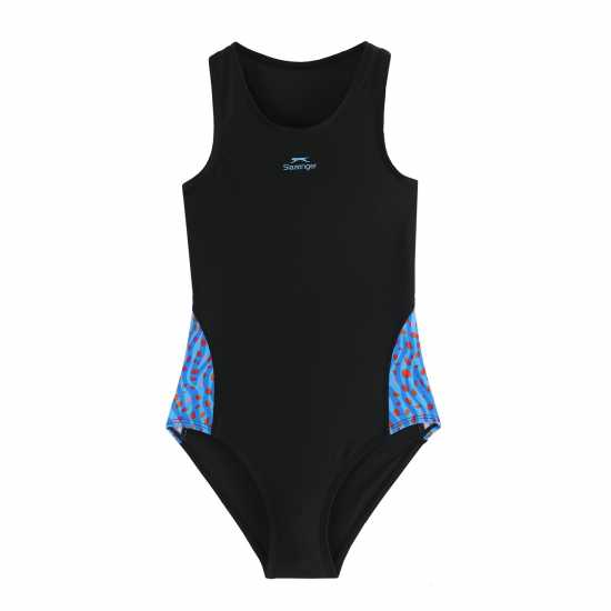 Slazenger Splice Racerback Swimsuit Junior Черно/Синьо Син Детски бански и бикини