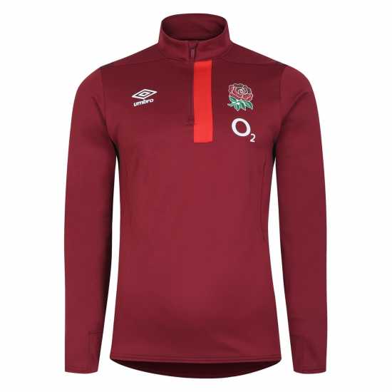 Umbro England Rugby Junior Half-Zip Fleece Тибетско червено Детски тениски и фланелки