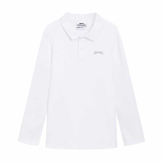 Slazenger Long Sleeve Plain Polo Junior Бяло 