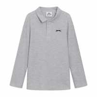 Slazenger Long Sleeve Plain Polo Junior Сив марл 