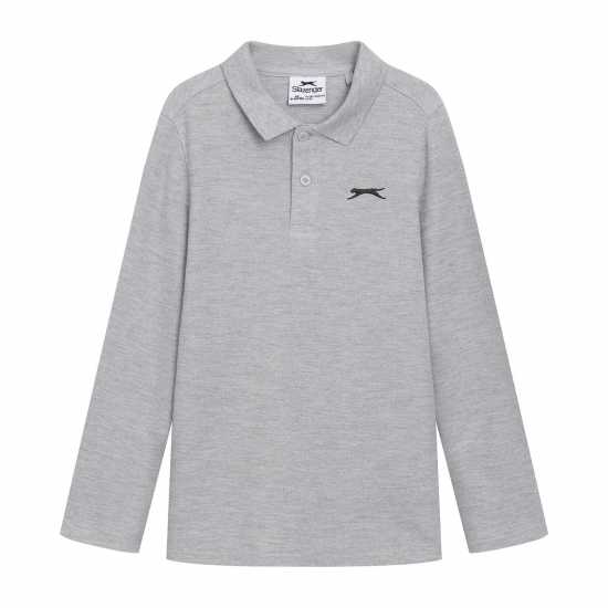 Slazenger Long Sleeve Plain Polo Junior Сив марл 