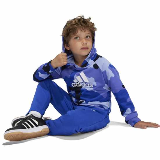 Adidas Essentials Allover Print Hoodie Set Kids Синьо/Бяло Детски спортни екипи