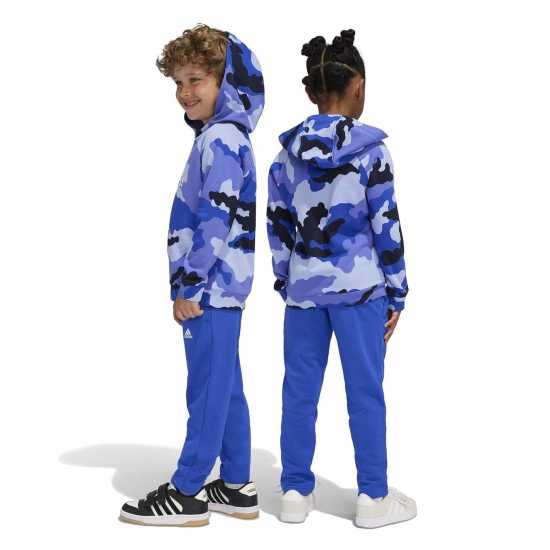 Adidas Essentials Allover Print Hoodie Set Kids Синьо/Бяло Детски спортни екипи