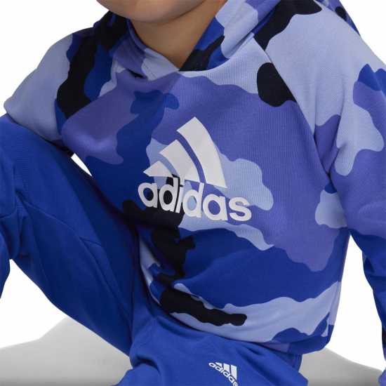 Adidas Essentials Allover Print Hoodie Set Kids Синьо/Бяло Детски спортни екипи