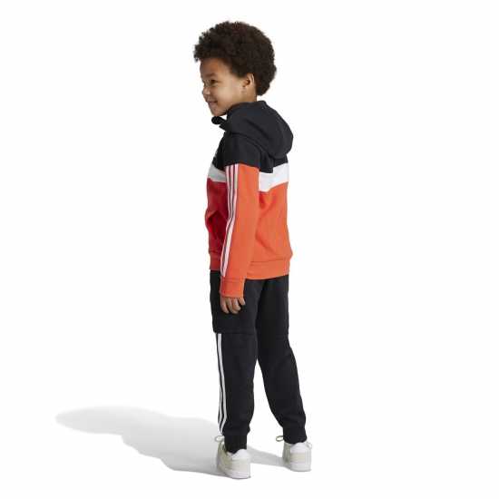 Adidas Kids Tiberio Colorblock Fleece Tracksuit Kids Черно/Червено Детски спортни екипи