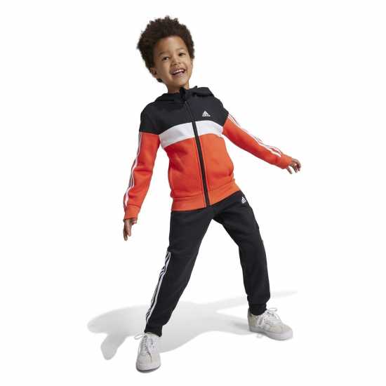 Adidas Kids Tiberio Colorblock Fleece Tracksuit Kids Черно/Червено Детски спортни екипи