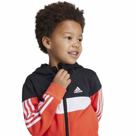 Adidas Kids Tiberio Colorblock Fleece Tracksuit Kids Черно/Червено Детски спортни екипи