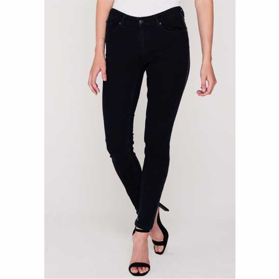 Scotch And Soda Pitch Dark Stripe Embroidered Jeans  