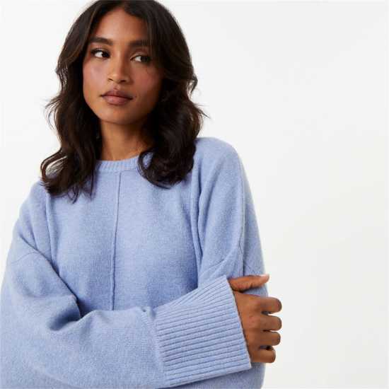 Блуза С Обло Деколте Jack Wills Knit Crew Neck Jumper Меко синьо Дамски пуловери и жилетки