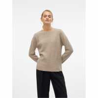 Vero Moda Плетен Пуловер Knitted Pullover Сепия Тон 